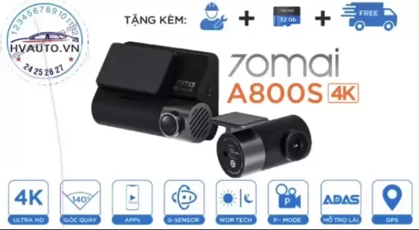 Camera Hành Trình Xiaomi 70mai A800S Phiên Bản Mới 4k Wifi GPS